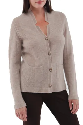 100% Cashmere Seed Stitch Long Sleeve Button Front Blazer