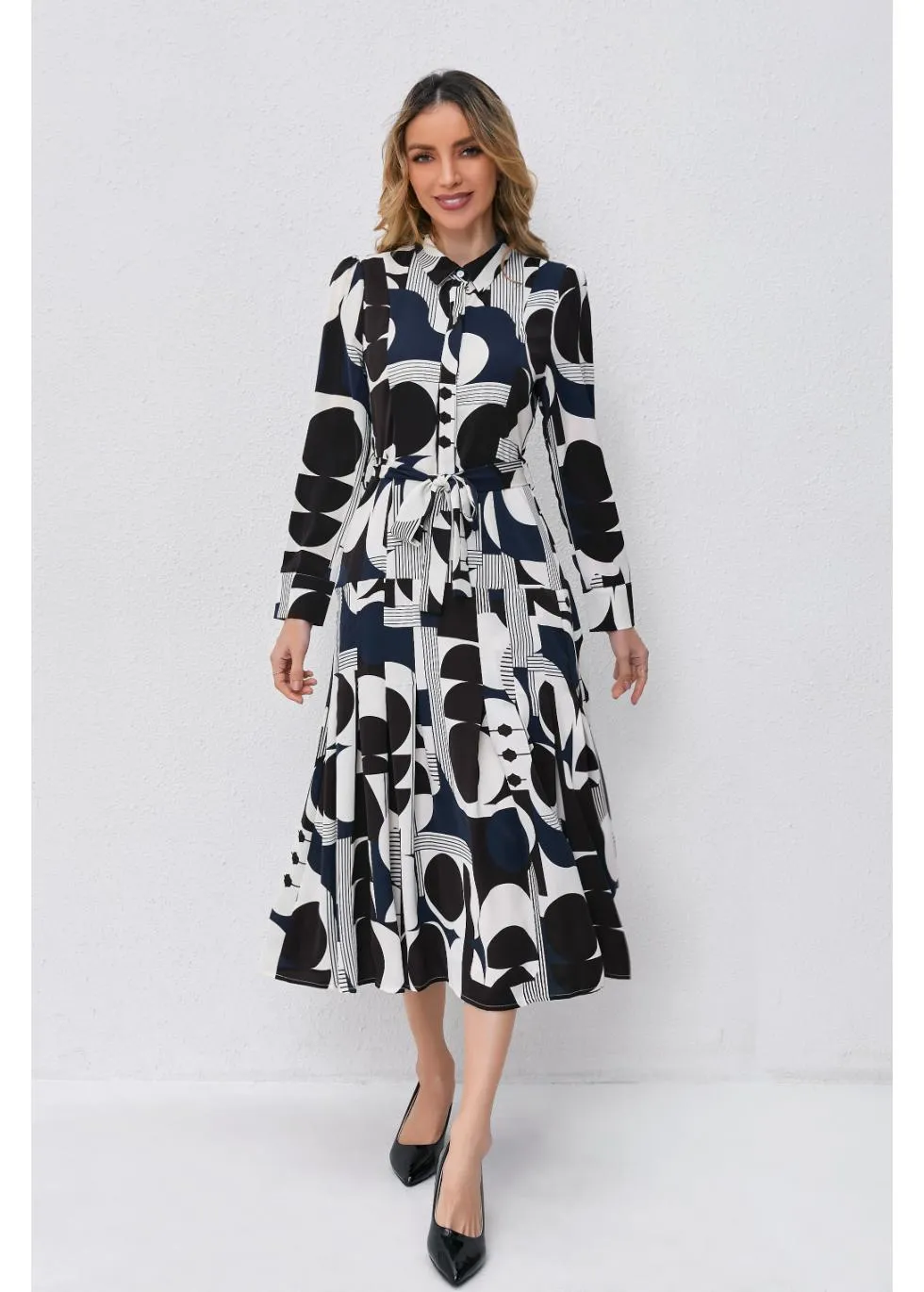 Abstract Harmony Midi Dress