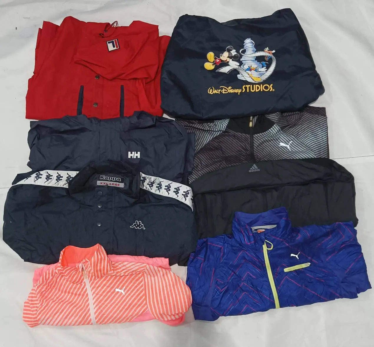 Adidas, Fila, Kappa, Helly Hansen, Puma, Starter, and Disney Windbreaker - 11 Pieces