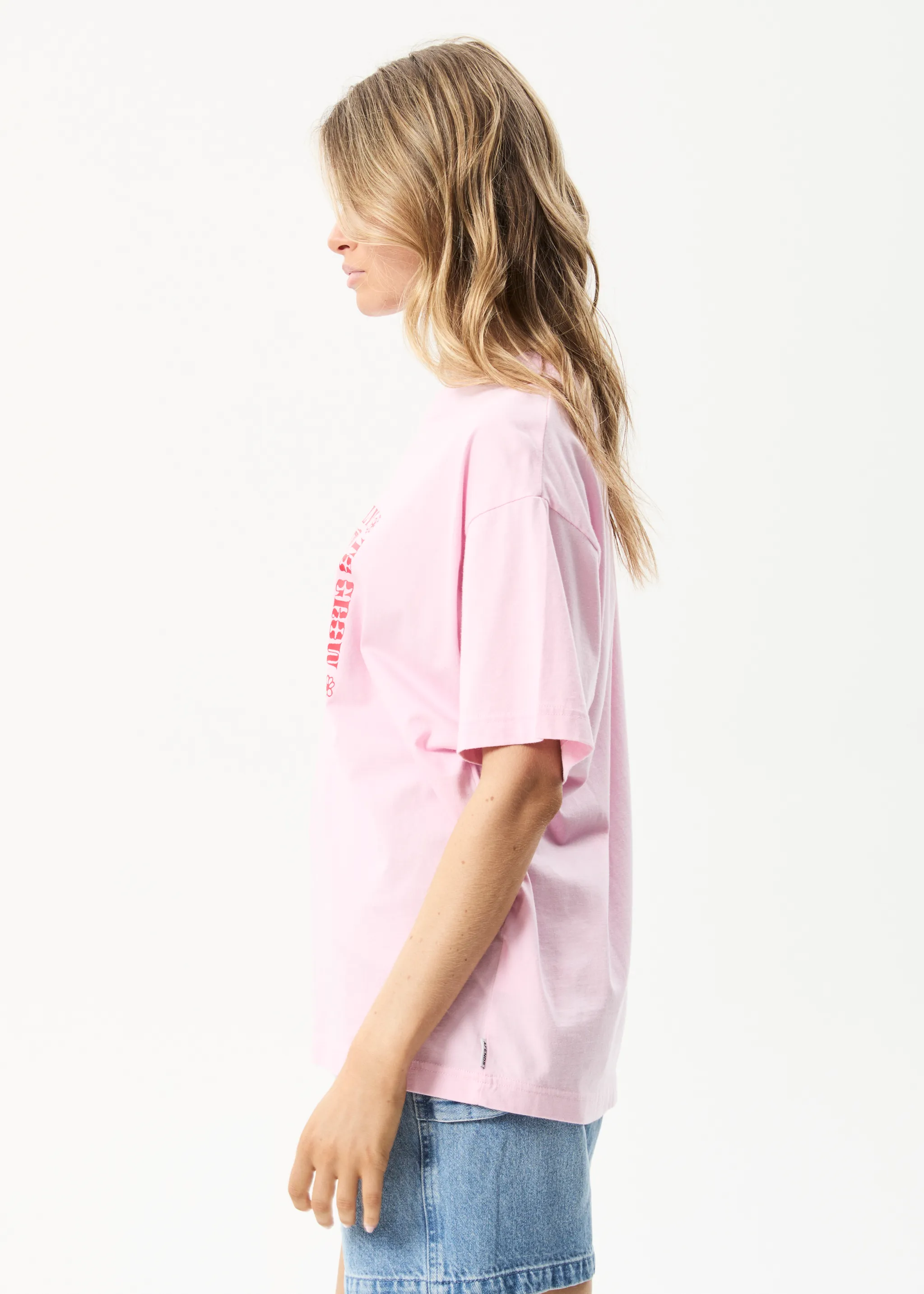 AFENDS Womens To Grow - Oversized Graphic T-Shirt - Powder Pink