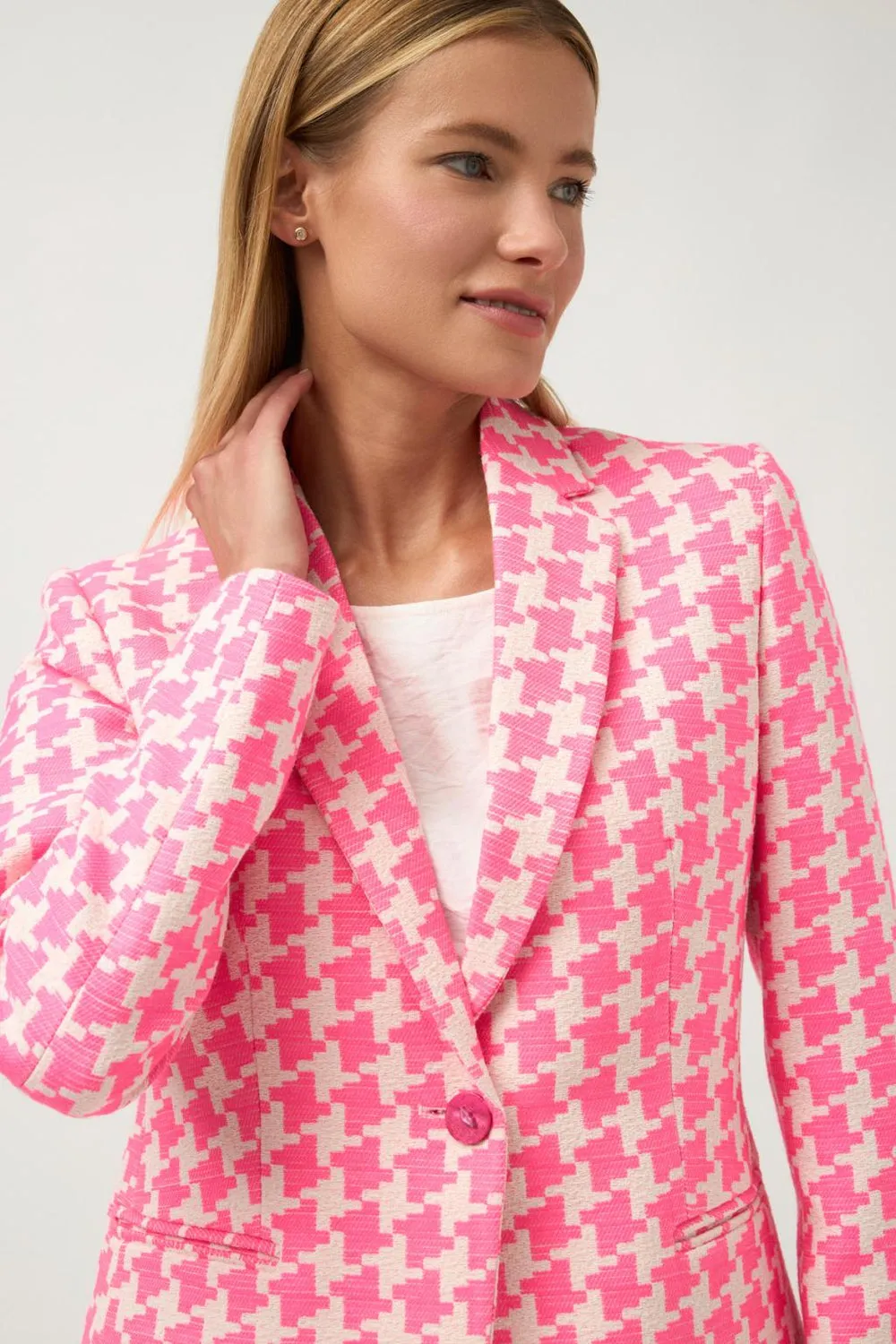 Bariloche Junco Pink Houndstooth Blazer