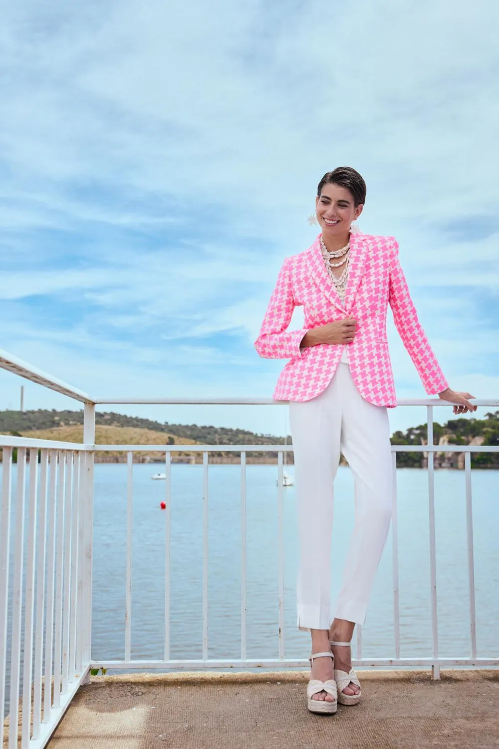 Bariloche Junco Pink Houndstooth Blazer