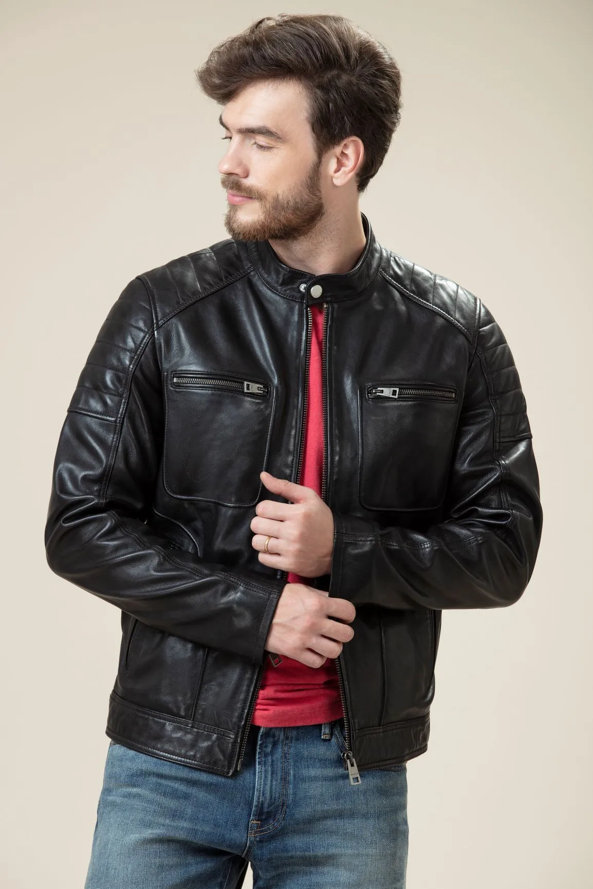Black Sheep Skin Decant Leather Jacket by TJS
