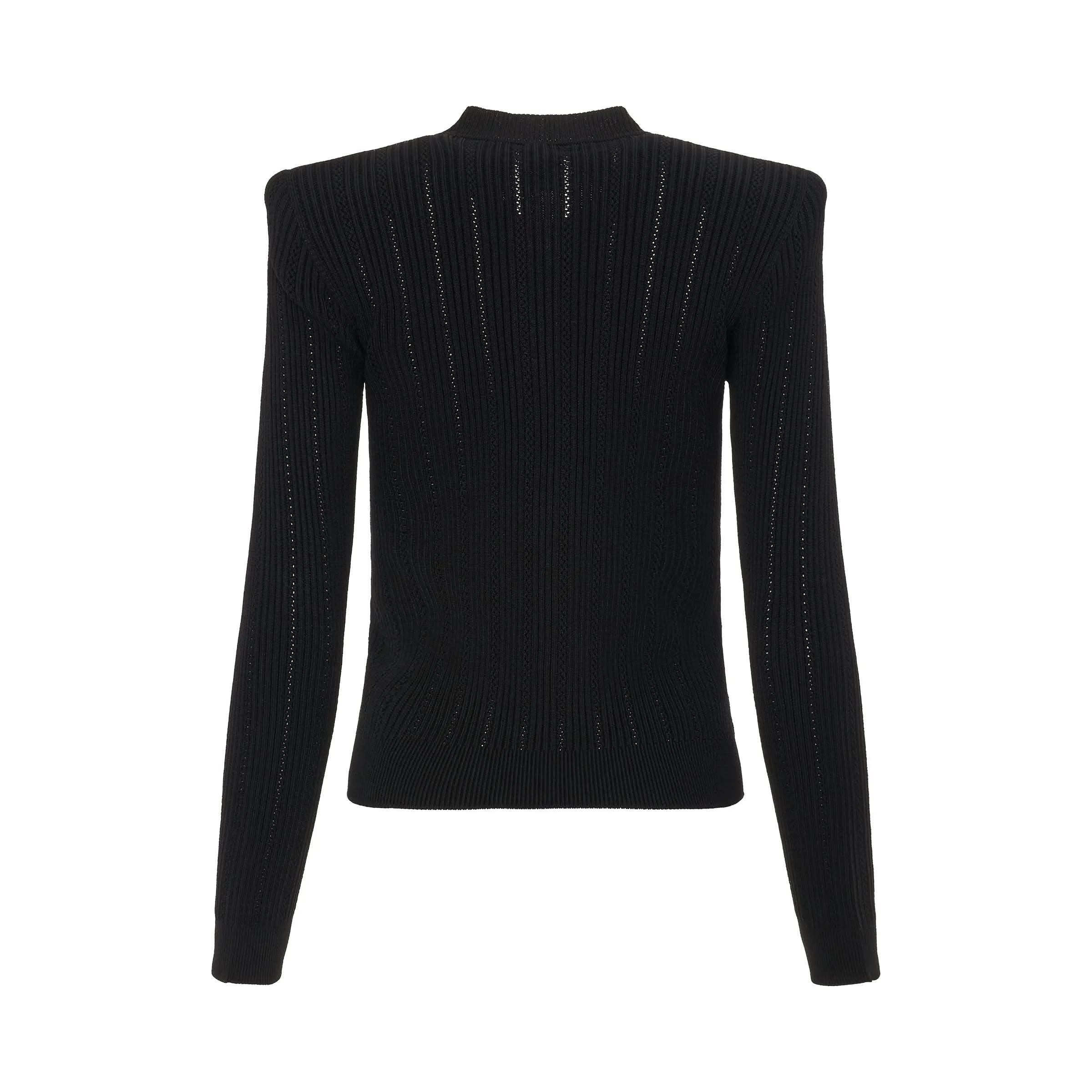 Buttoned Knit Short Cardigan in Black
