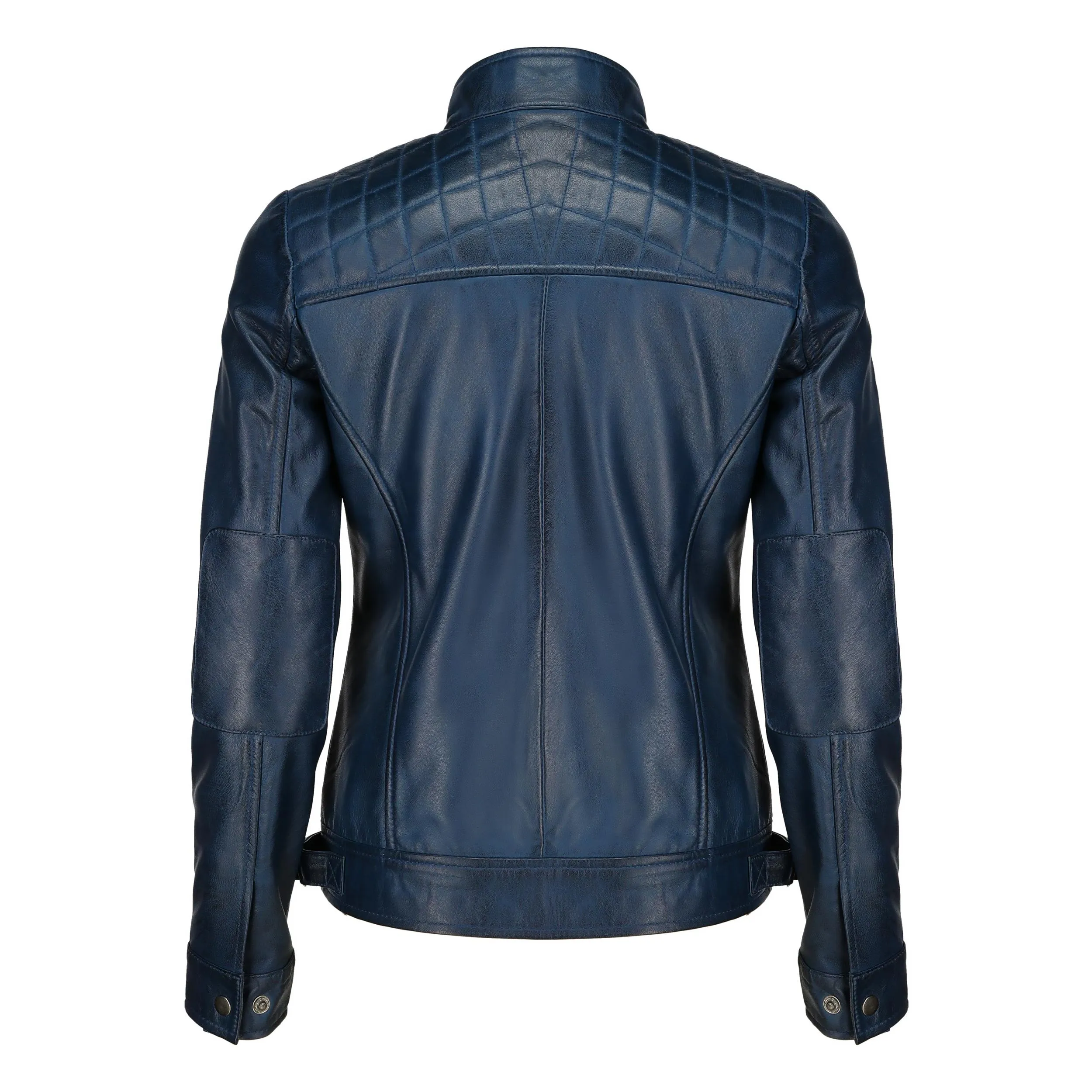 Café Racer Leather Jacket Women - Zip Up Moto Biker Style Casual Fashion Real Lambskin Women's Leather Jacket