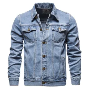 Casual Blue Lapel Denim Jackets