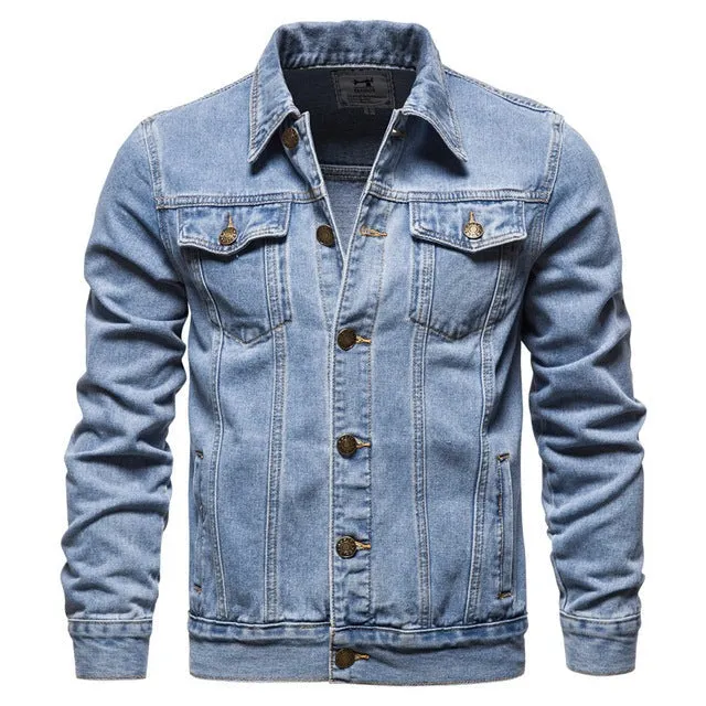 Casual Blue Lapel Denim Jackets