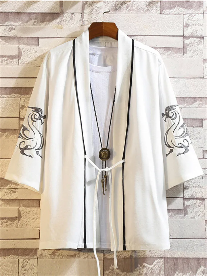 Chinese Style Crane Printed Men's Jackets