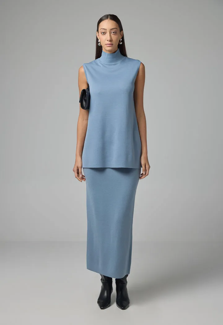 Choice Basic Sleeveless Knitted Top Blue