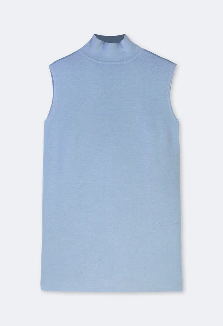 Choice Basic Sleeveless Knitted Top Blue