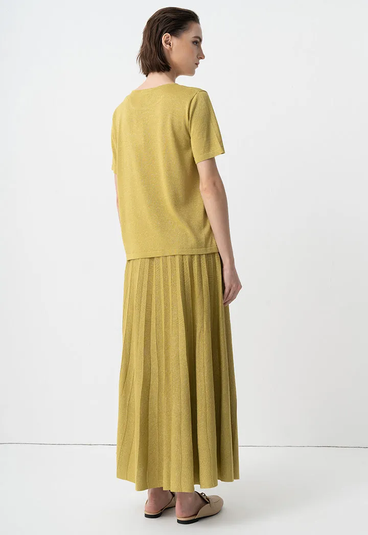 Choice Short Sleeves Lurex Top Green