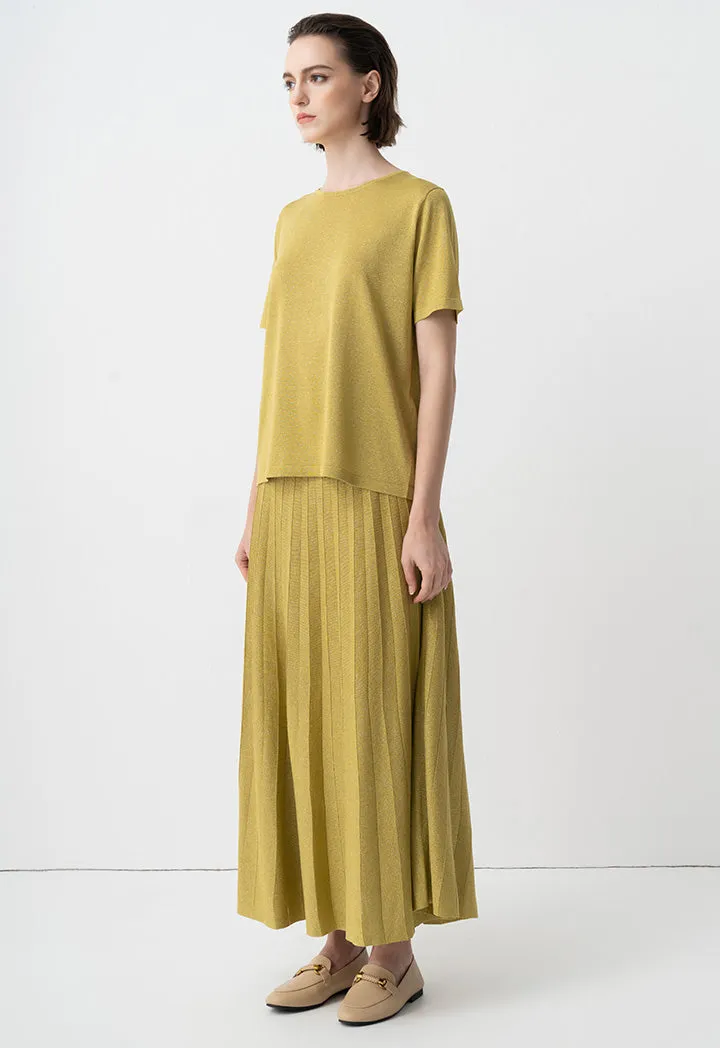 Choice Short Sleeves Lurex Top Green