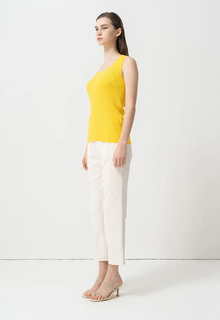 Choice Sleeveless Ribbed Knitwear Yellow