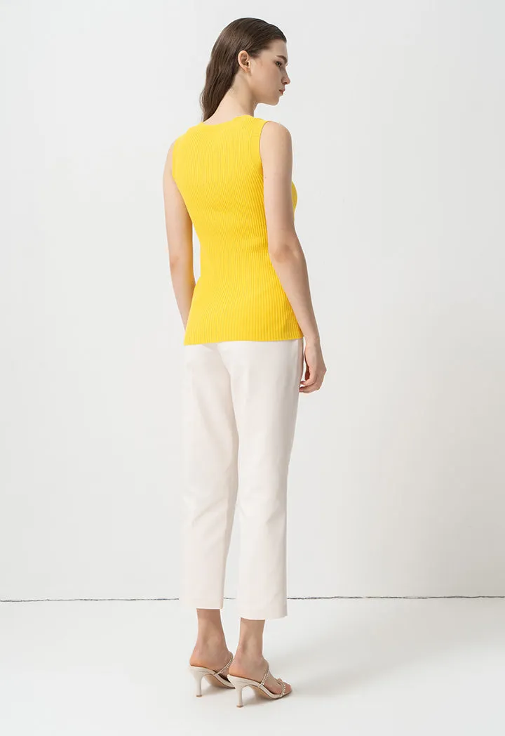 Choice Sleeveless Ribbed Knitwear Yellow