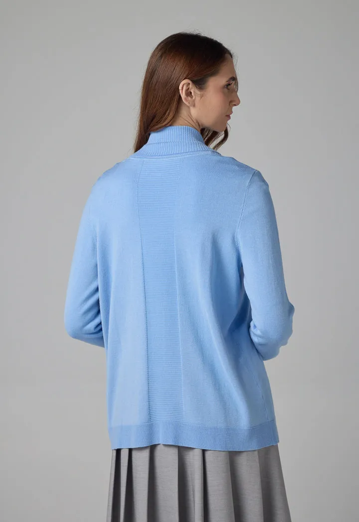 Choice Solid Knitted Cardigan Blue