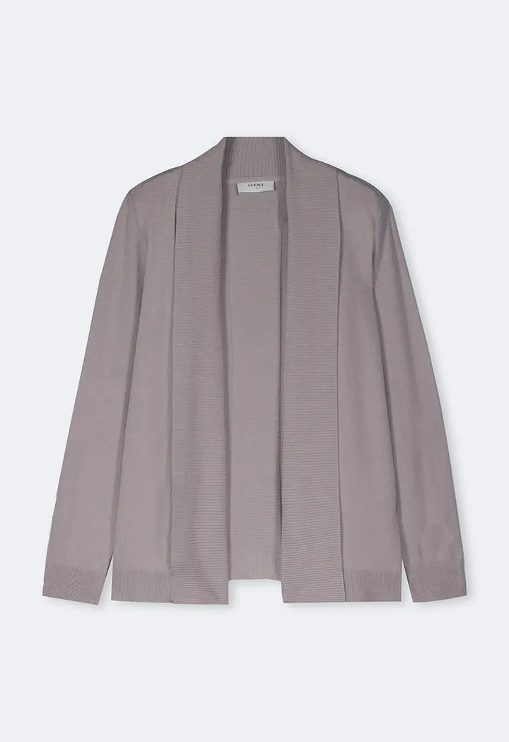 Choice Solid Knitted Cardigan Grey
