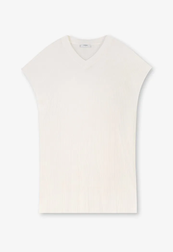 Choice Solid Sleeveless Knitted Top Off White