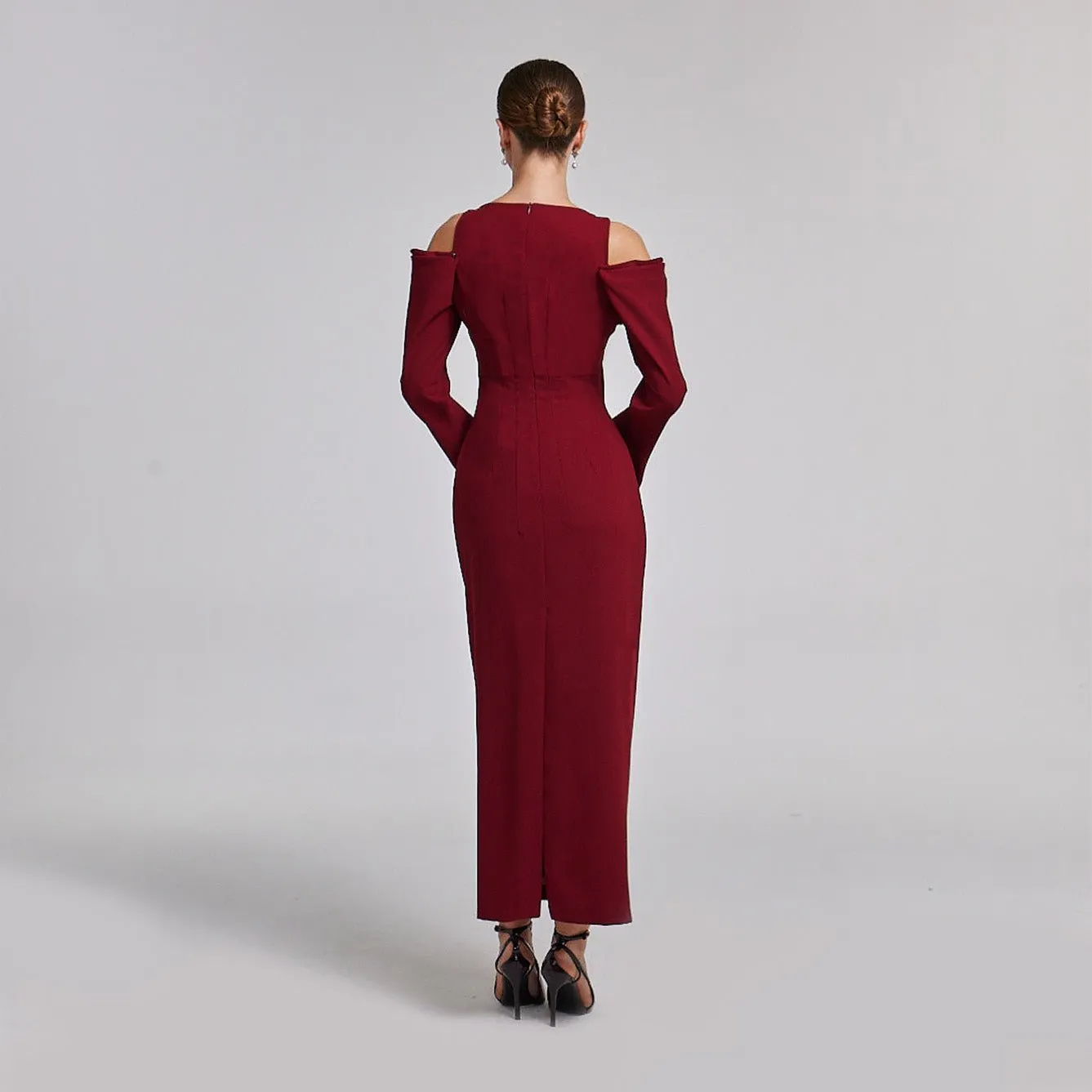 Cold Shoulder Maxi Dress with Sleeves