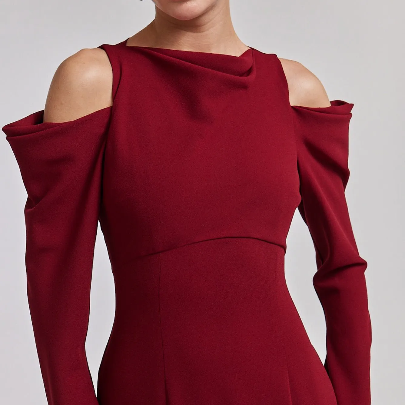 Cold Shoulder Maxi Dress with Sleeves