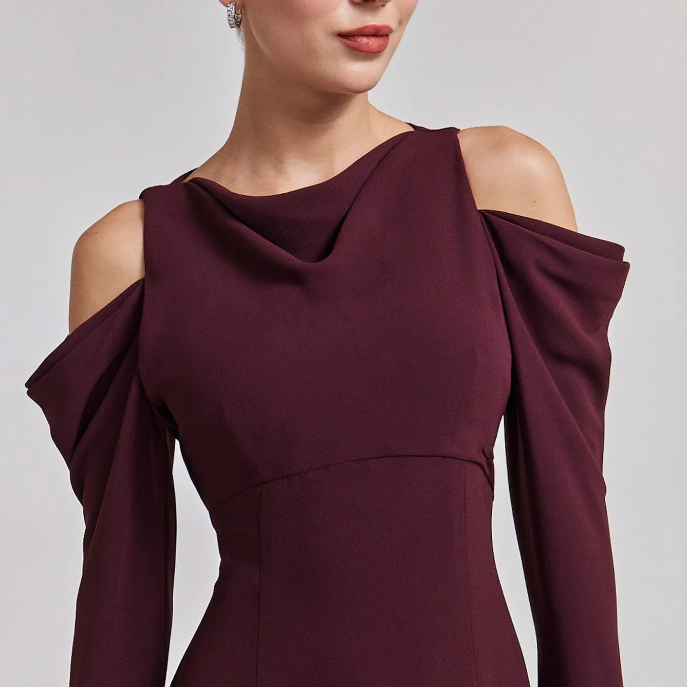 Cold Shoulder Maxi Dress with Sleeves