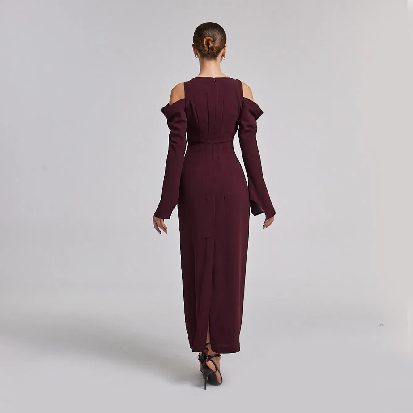 Cold Shoulder Maxi Dress with Sleeves