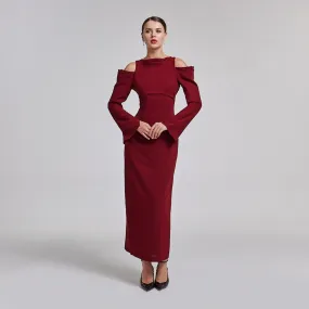 Cold Shoulder Maxi Dress with Sleeves