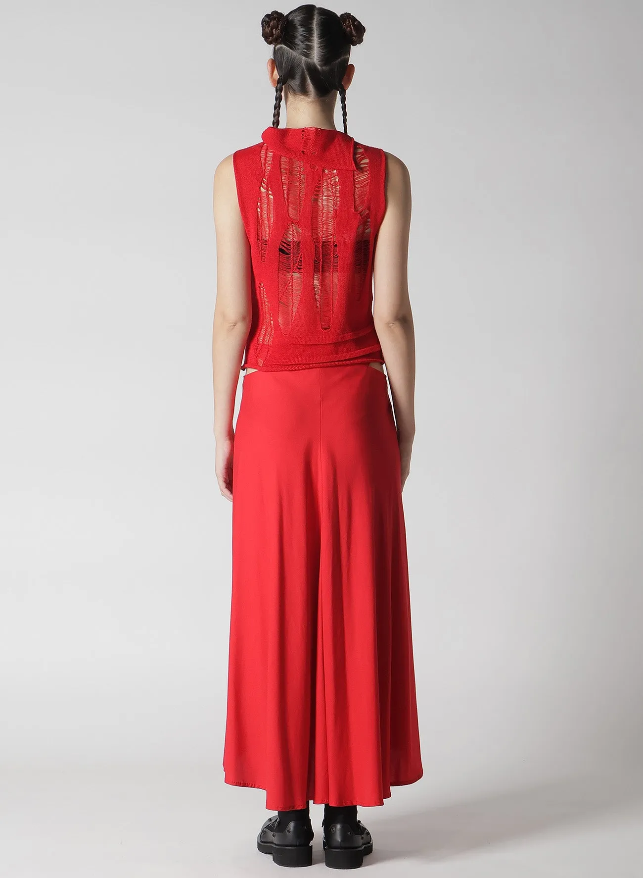CRUSH PLAIN STITCH CRUSHED SLEEVELESS KNIT