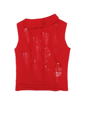 CRUSH PLAIN STITCH CRUSHED SLEEVELESS KNIT