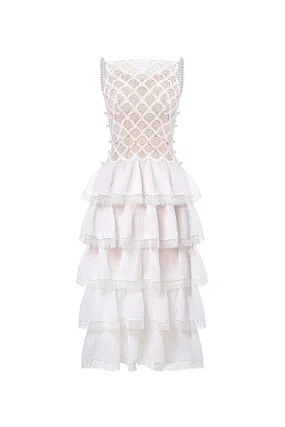 Diva Layered Sleeveless Lace Midi Dress
