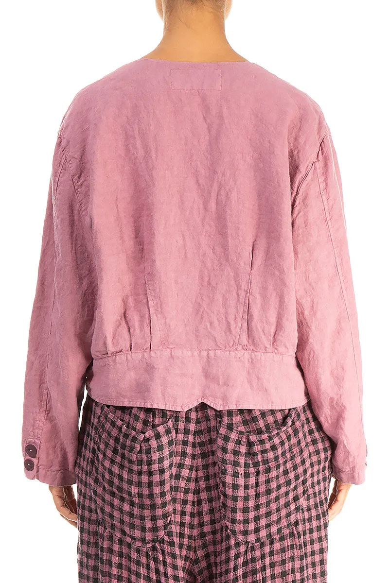 Double Closure Mauve Taupe Linen Jacket