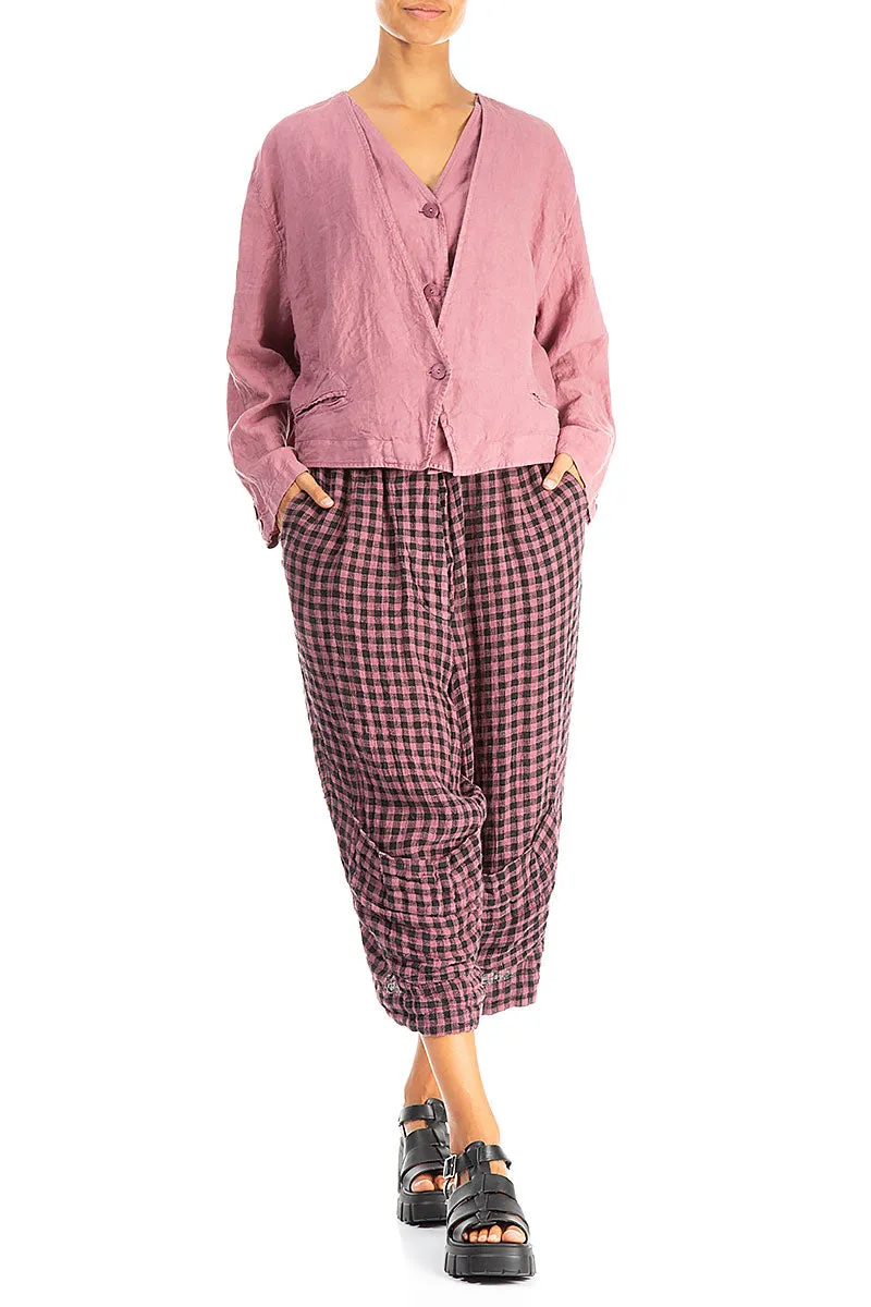 Double Closure Mauve Taupe Linen Jacket