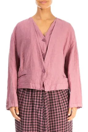Double Closure Mauve Taupe Linen Jacket