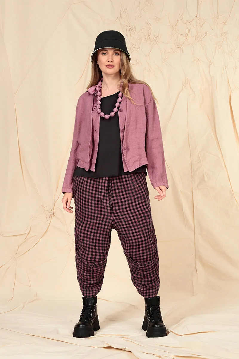 Double Closure Mauve Taupe Linen Jacket