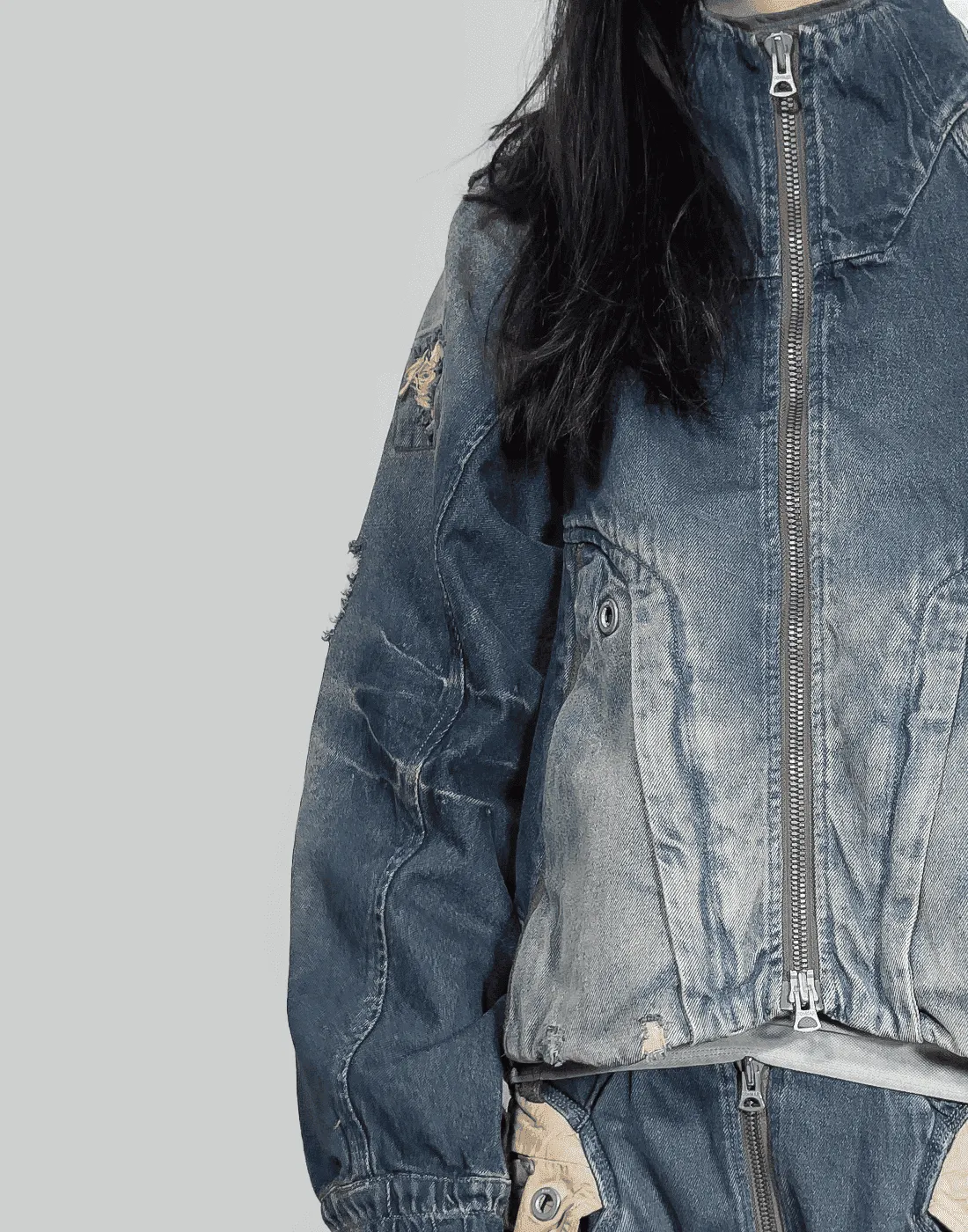 EDGE VAGRANTS / EXPANDABLE CARGO DENIM BOMBER