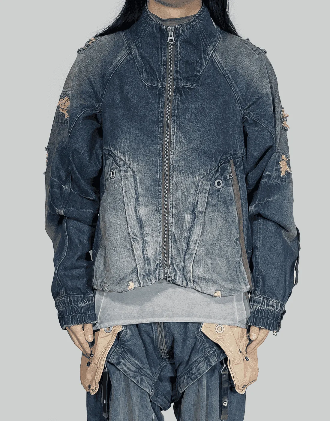 EDGE VAGRANTS / EXPANDABLE CARGO DENIM BOMBER