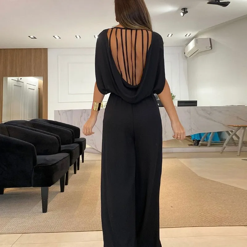 Elegant O-neck Sleeveless Long Jumpsuit
