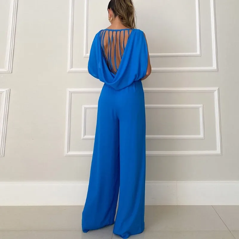 Elegant O-neck Sleeveless Long Jumpsuit
