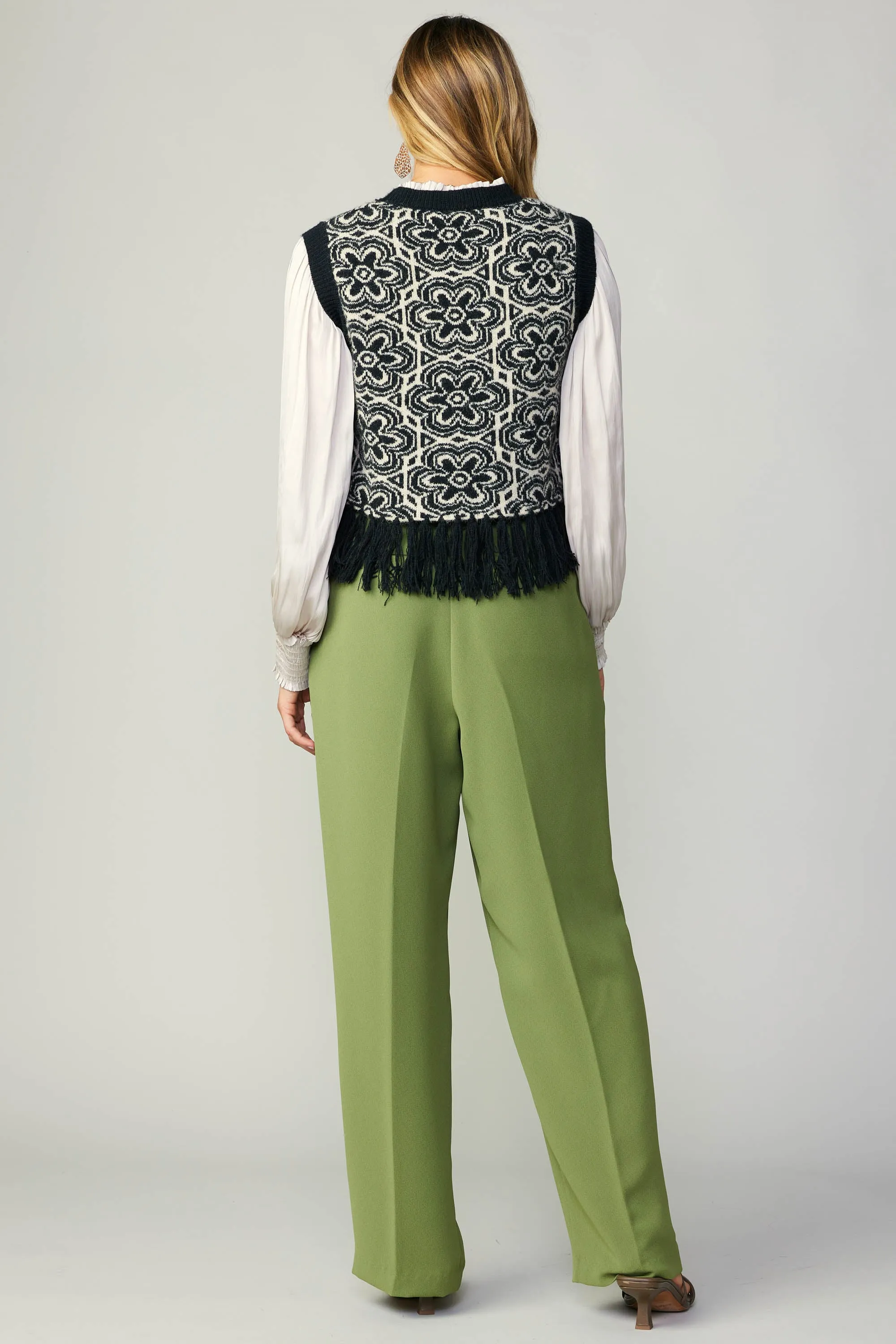 Floral Tassel Sweater Vest
