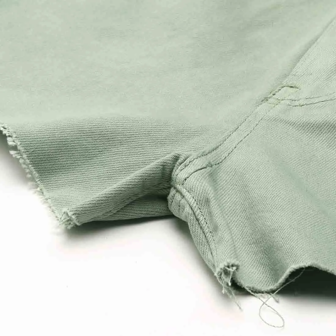 Green Jeans High Waist Raw Hem Shorts