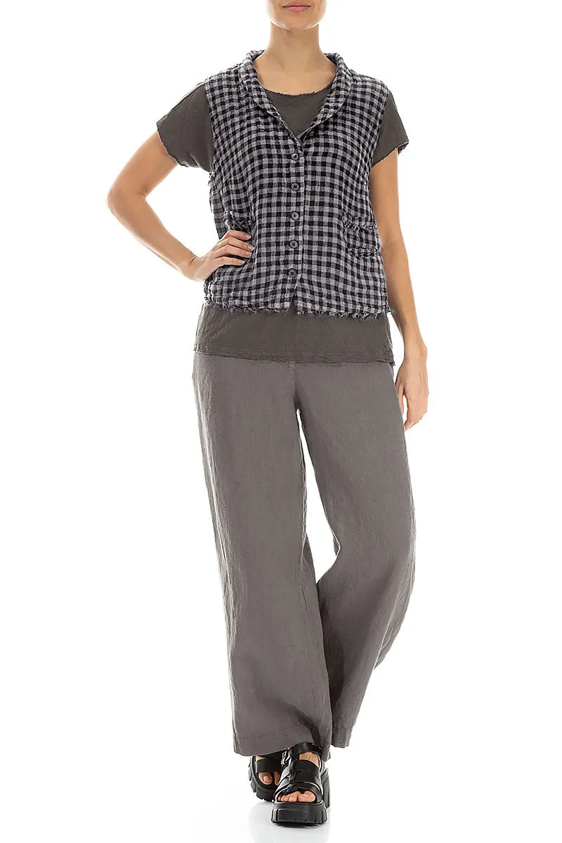 Grey Check Linen Vest