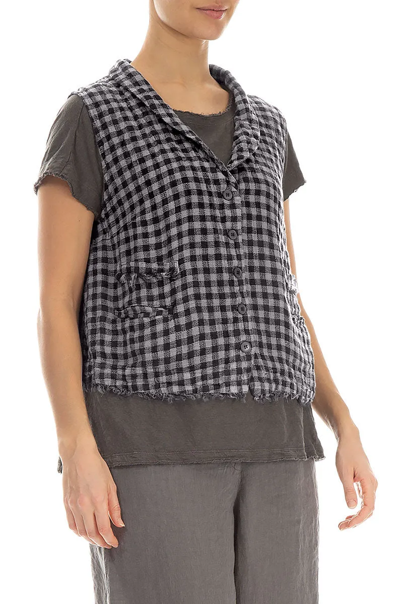 Grey Check Linen Vest