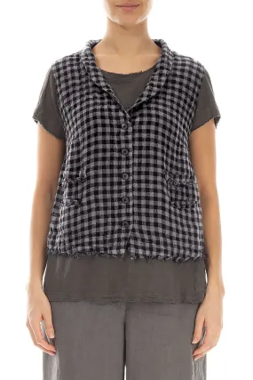 Grey Check Linen Vest