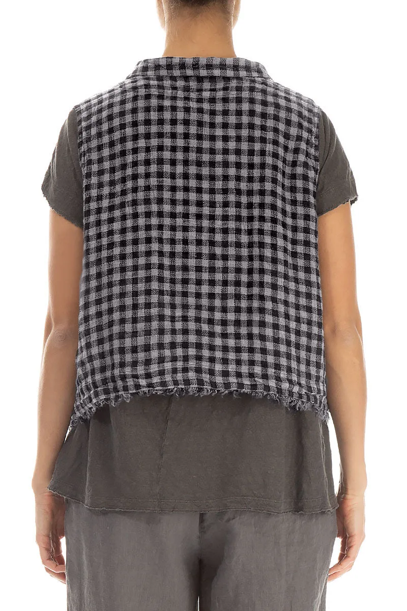 Grey Check Linen Vest