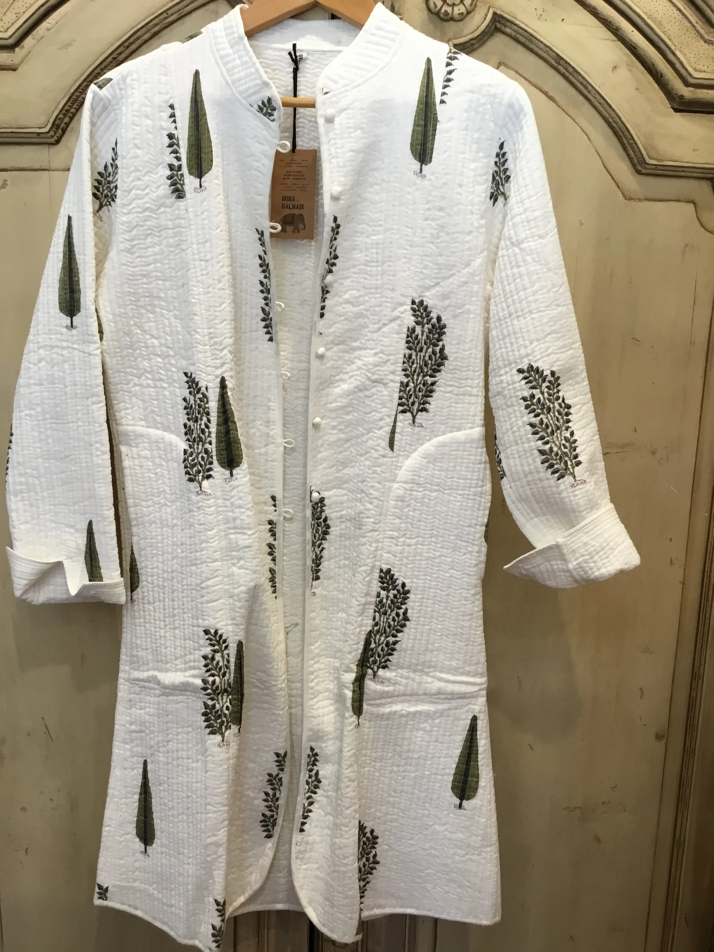 Handblock Printed Mughal Jacket - Cypress