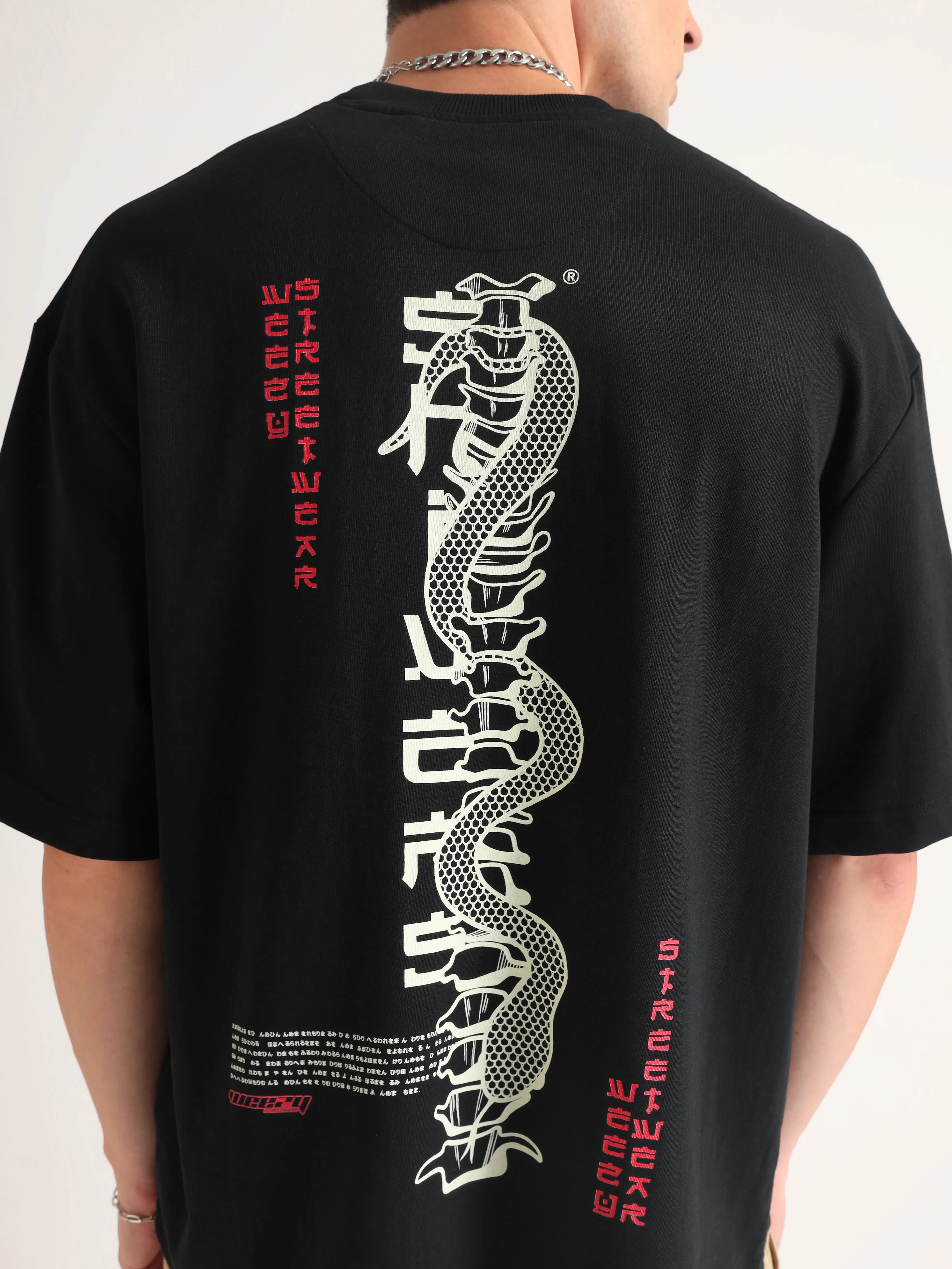 Jet Black Shiver Down Oversized T-Shirt