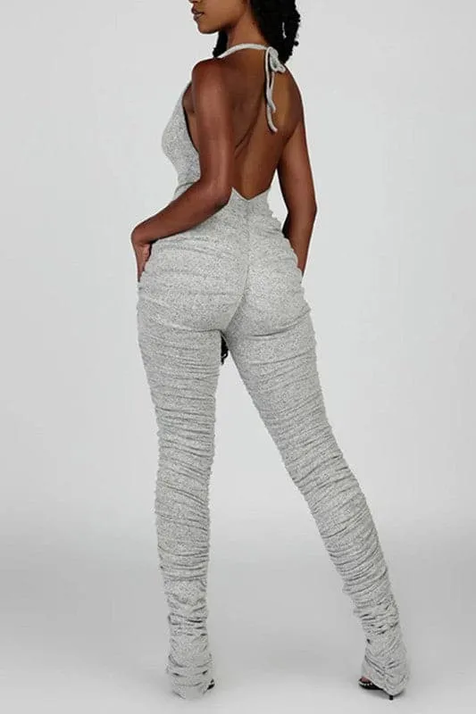 JZ042 Halter Backless Jumpsuits