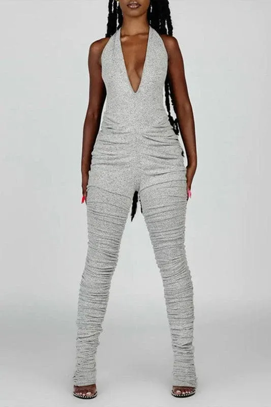 JZ042 Halter Backless Jumpsuits