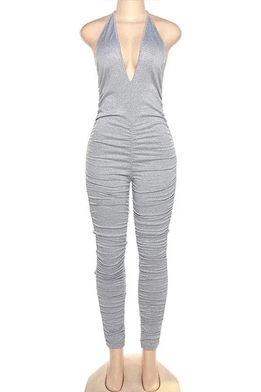 JZ042 Halter Backless Jumpsuits