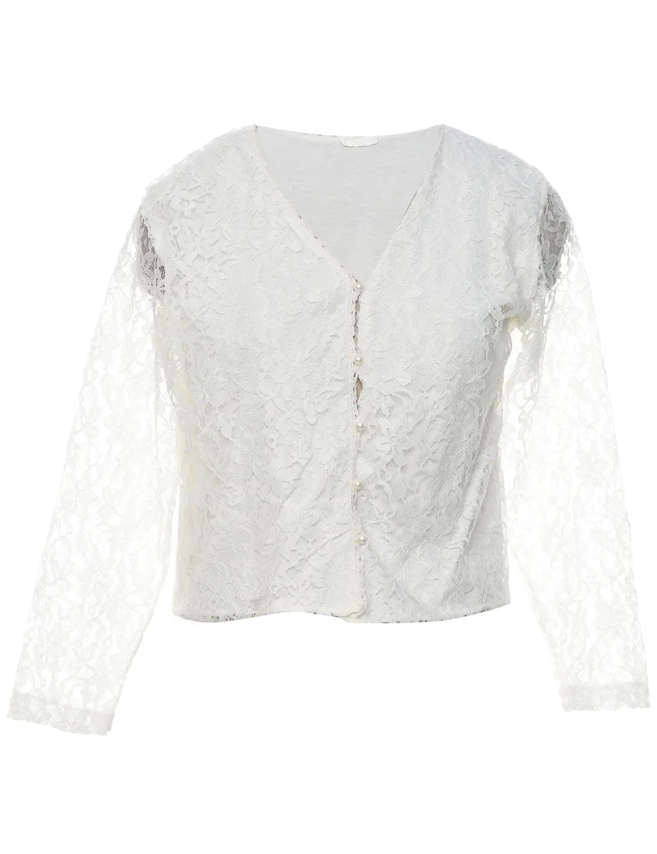 Lace Floral Pattern Jacket - M