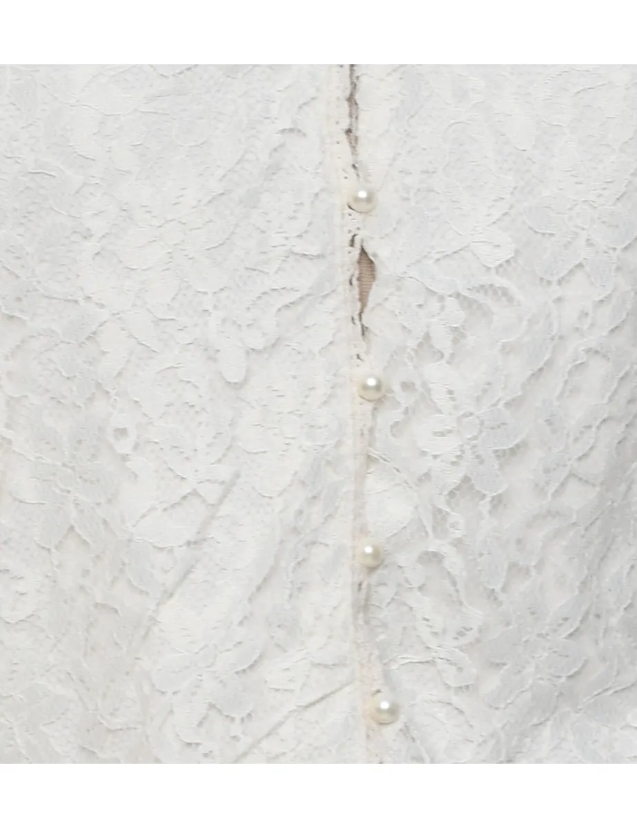 Lace Floral Pattern Jacket - M